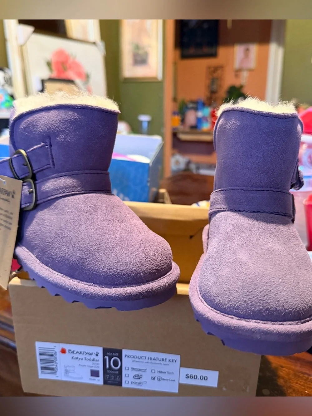 Bearpaw Toddler Girls Lilac Suede Double Buckle Boots